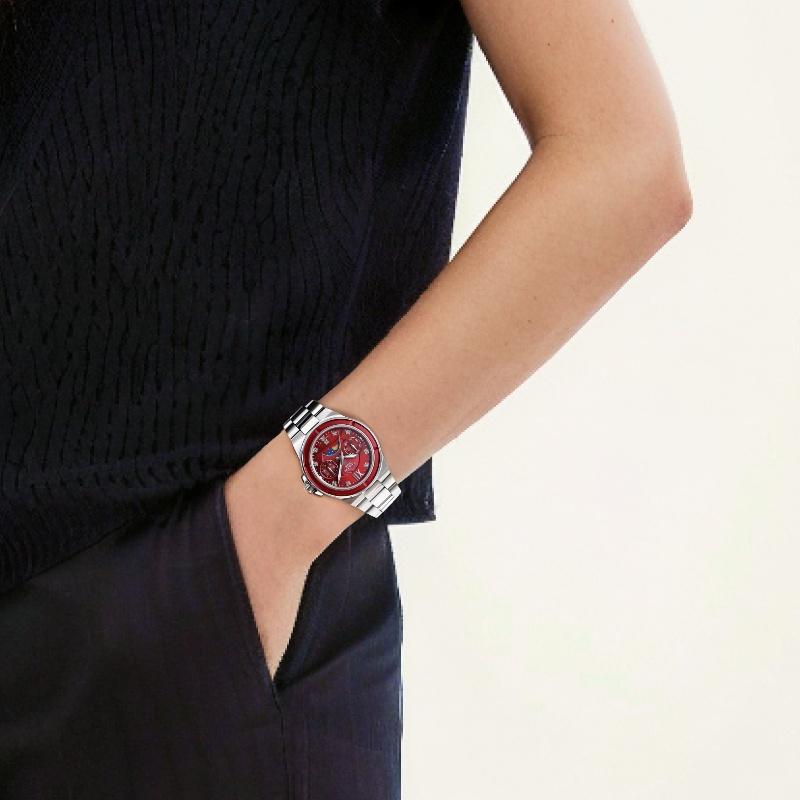 Casio SHEEN solar movement stainless steel strap Japanese and Korean watch women's watch red dial SHE-3500D-4A