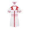 Womens Nurse Dress and Hat Costume Set Short Sleeve Front Zipper Cross Patch Dress with Headwear