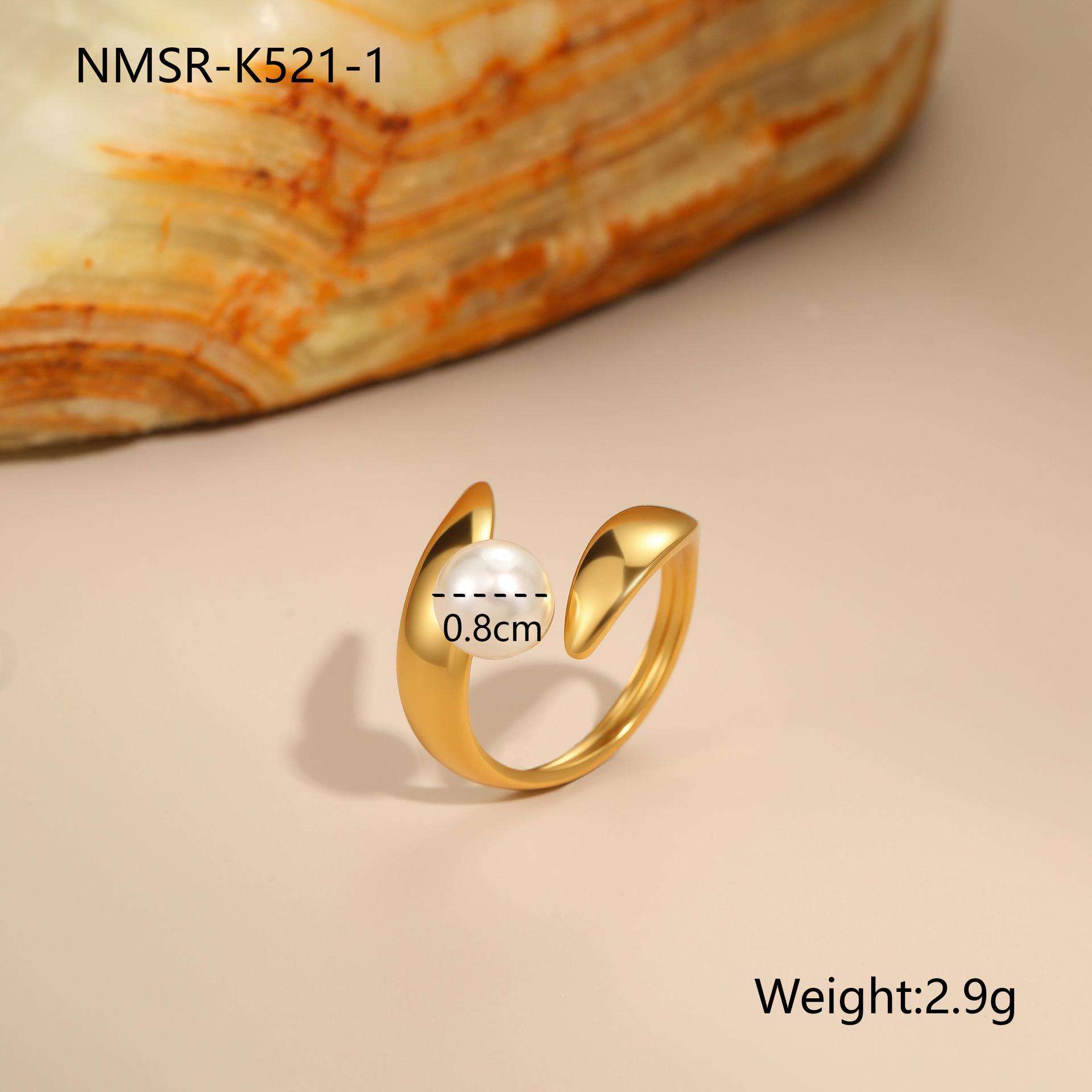GEMCHIC Women s Stainless Steel Pearl Open Ring Geometric Fashion Jewelry