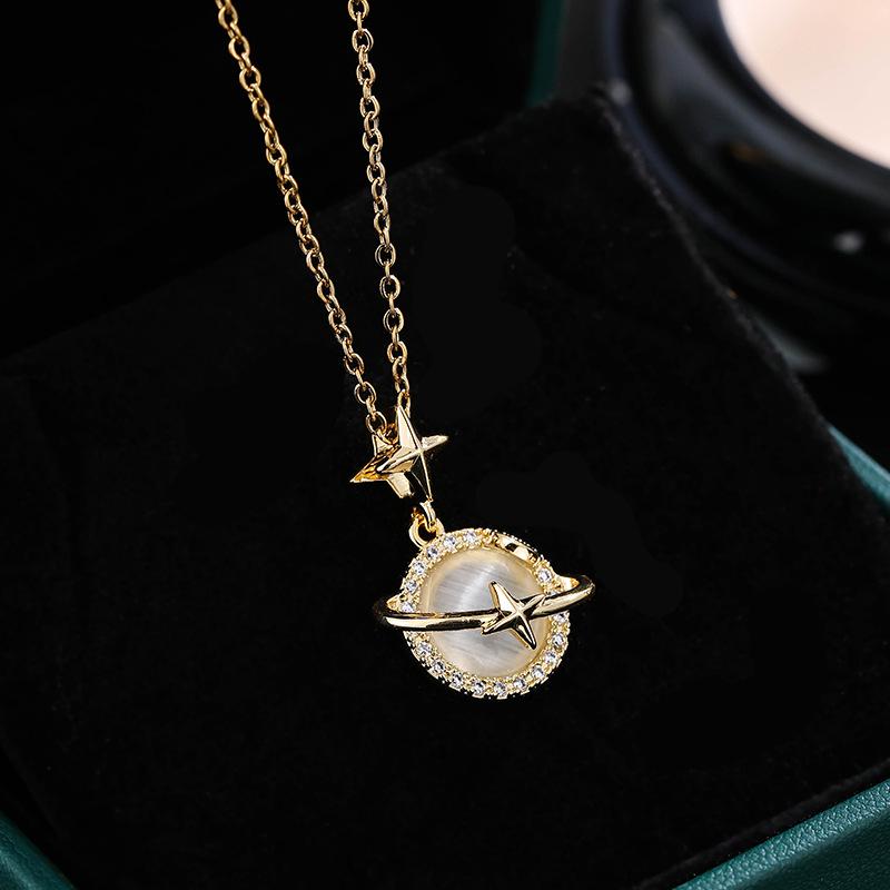 Chic Universe Planet Gold Necklace for Sweet Girlish Charm