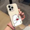 Simple White Bear Suitable for Apple 16/17promax Mobile Phone Case iPhone15 Skin Matte 14 Jelly Air Case
