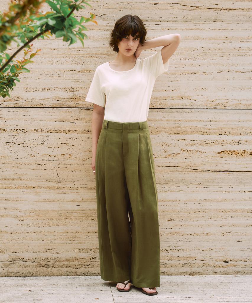 ZEROSTREET [2 Colors] Le Zero Linen Double-Pleat Wide Pants