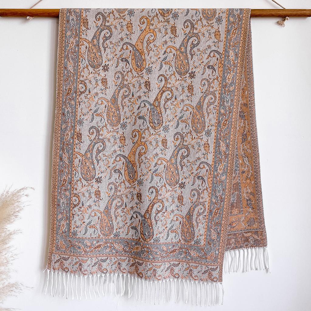 Light luxury ethnic style cashew nut pattern fringed jacquard scarf high-end versatile women's headscarf shawl