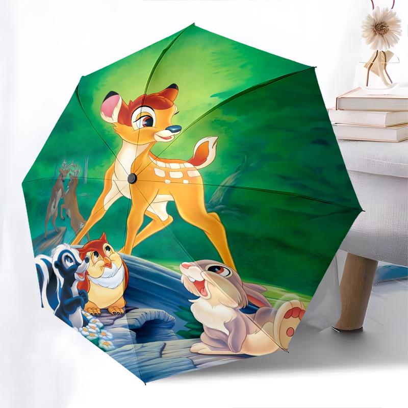 1pc Bambi,Thumper Automatic Folding Umbrella: Compact 8-Bone Design Cartoon Outdoor Travel Companion, Business Umbrella, Christmas Valentine
