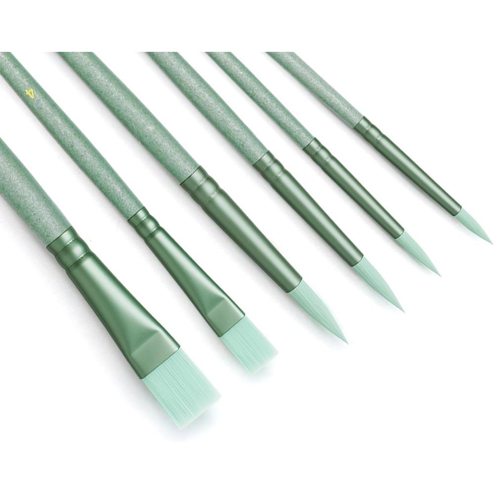 Paint Brushes Set Green, Nylon Hair for Acrylic Watercolor Oil Painting, Detailing Art Supplies for Canvas Rock Face