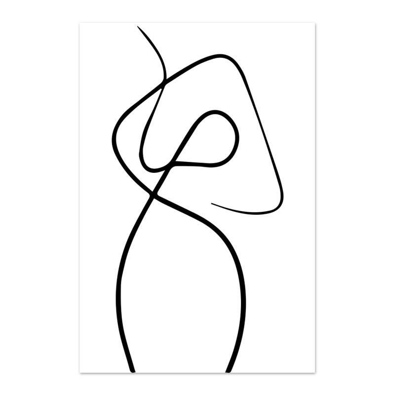 

Абстрактная линия холст плакат черно-белая женская картина тела настенное искусство скандинавский минималистичный принт живопись современный декор для гостиной 21x30cm No Framed