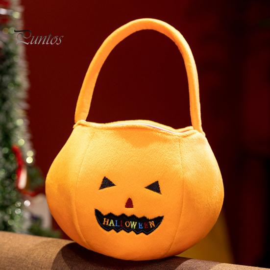 Halloween Party Favor Bags Pumpkin Candy for Kids, Reusable Trick or Treat Totes Bucket, Cute Handbag with Handle Favors Kindergarten Supplies