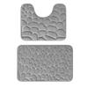 Non Slip Absorbent Bathroom Rug Set Grey Soft Pebble Design 1/2 Piece for Bathroom Toilet Front Floor Use