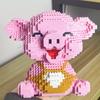 Cute Pink Pig Micro Mini 3D Puzzle Blocks - DIY Stress Relief Creative Building Toy, Zodiac Animal Desk Decor Model for Adults