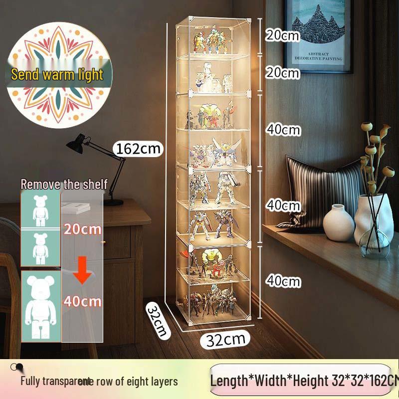 Transparent Toy Display Case: Dustproof Imitation Acrylic Rack for Model Storage and Home Use