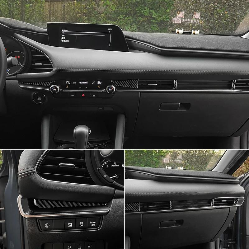For Mazda 3 BP Axela 2019 2020 2021 2022 2023 2024 2025 Real Soft Carbon Fiber Sticker LHD RHD Car Center Console Accessories.