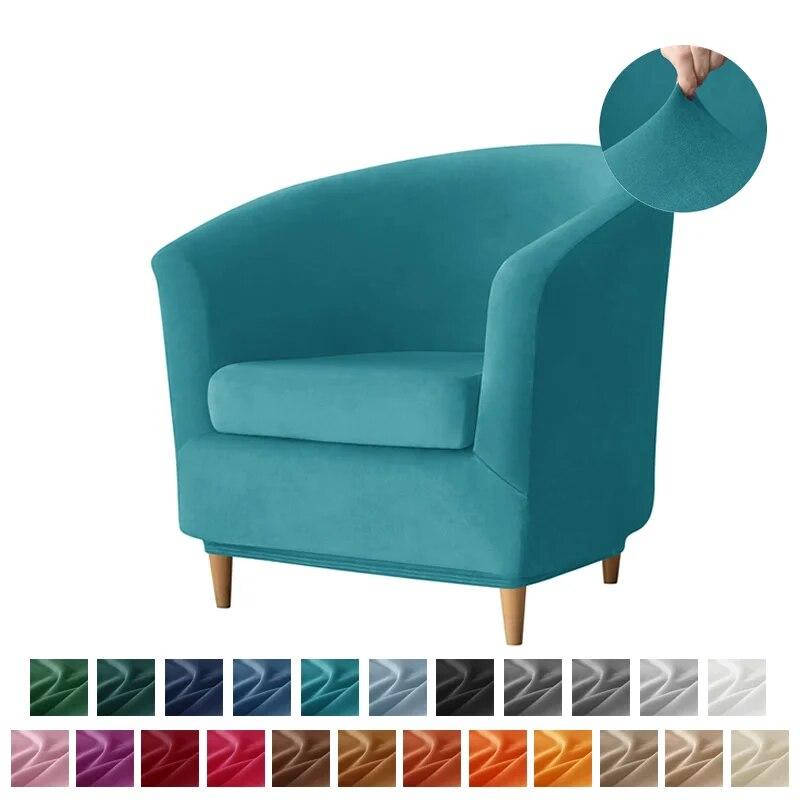 Velvet Tub Sofa Cover Stretch Soft Single Club Bath Sofa Chair Slipcover Bar Counter Armchair Covers with Seat Cover Home Hotel