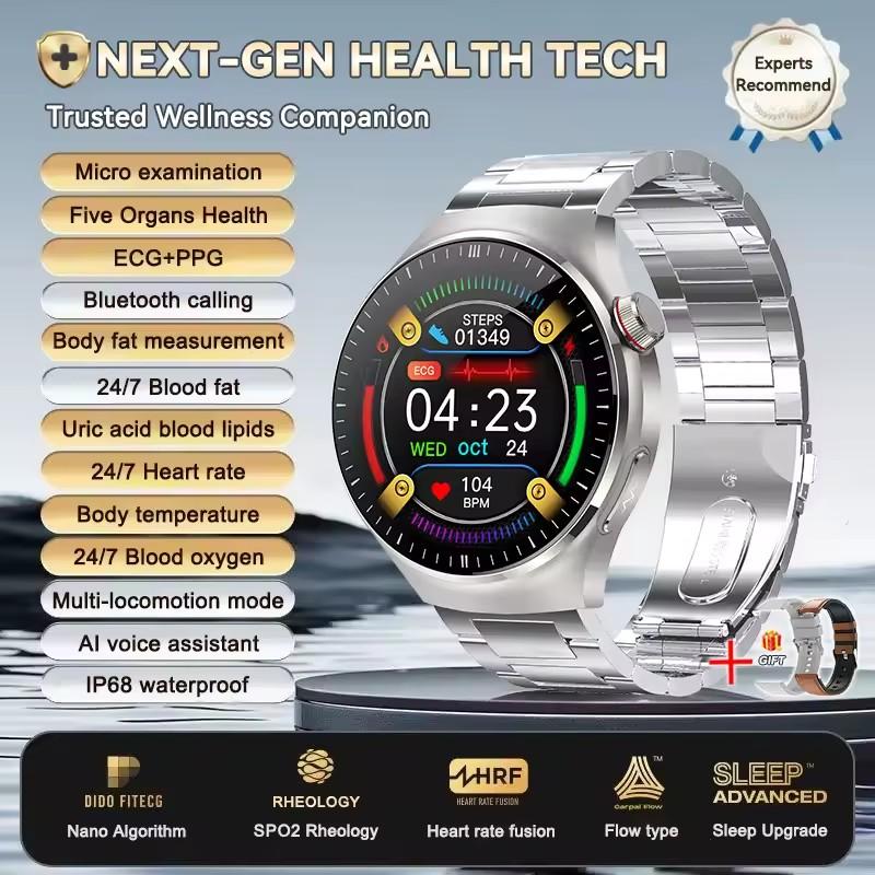 Men Smart Watch AMOLED ECG Health Monitoring Outdoors Flashlight Bluetooth Calling Sports Fitness Tracker TK27 Smartwatch