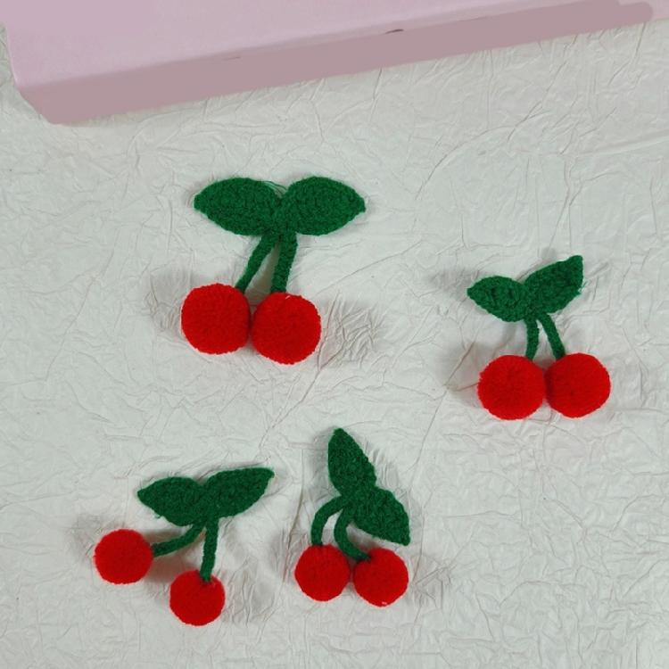 4Pcs Creative Handmade Cloth Cherry Keychain Brooch DIY Kit Friendly Craft Brooch Pin Accessories