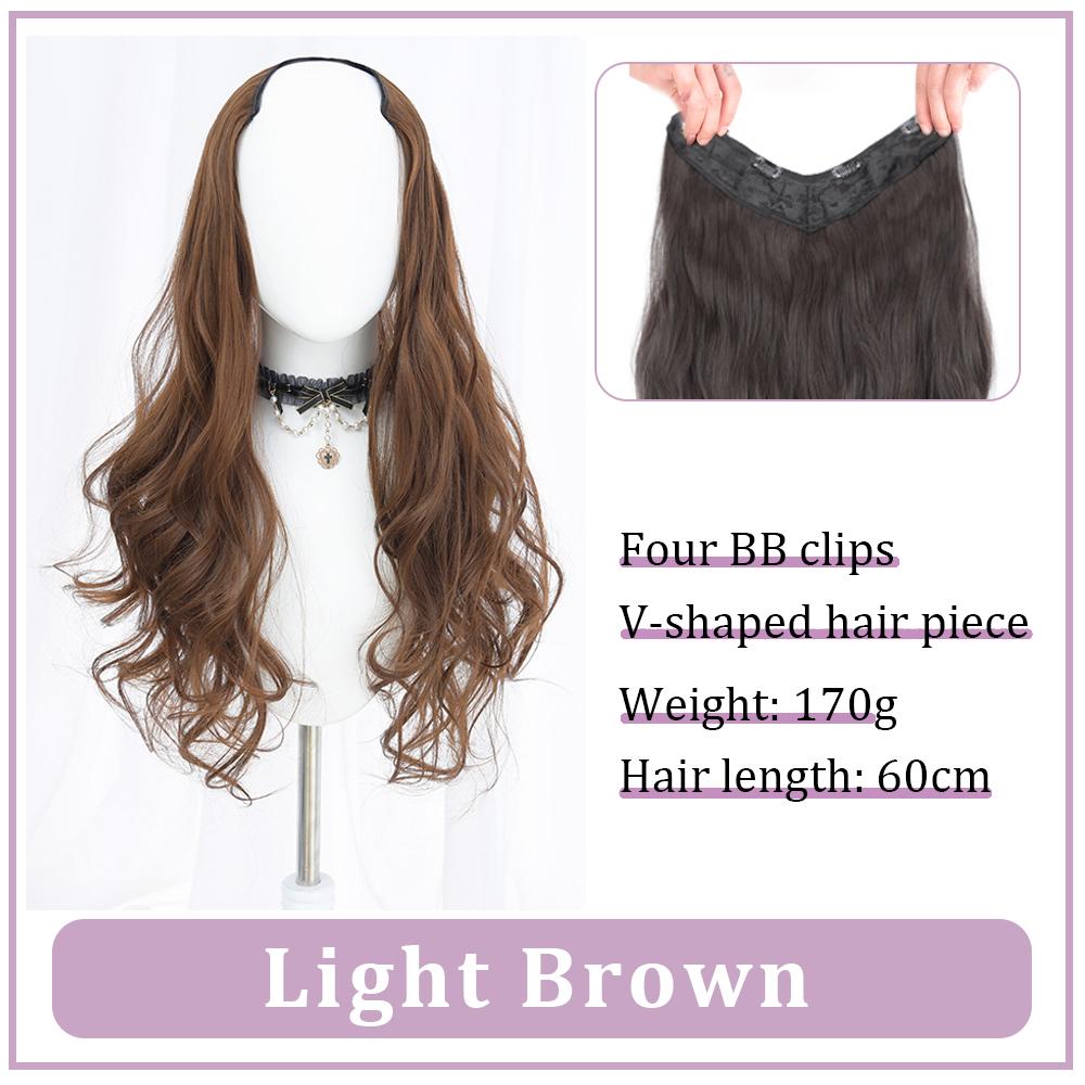 Long Wavy Synthetic Hair Extensions 4 Clip In One Piece Hair Wigs For Women Synthetic Clip On Hair Extensions