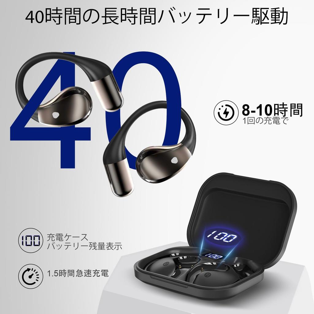 Open-Ear Bluetooth 5.4 Wireless Earbuds with 14.2mm Drivers [2026 Upgraded Version], ENC Call Noise Cancelling, Microphone, Ear-Hook Design,