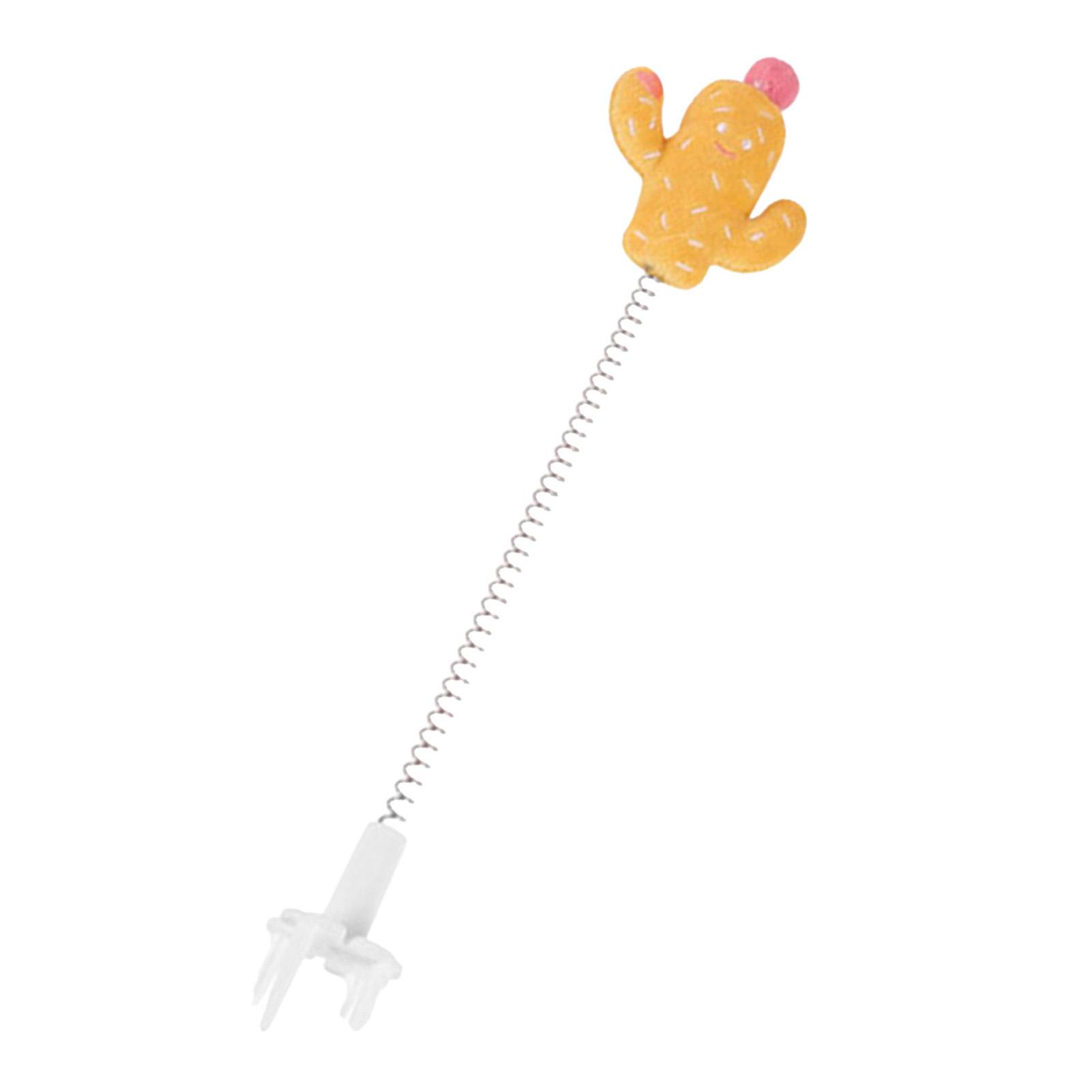 Cat Teaser Stick Metal Wire Spring Cat Toy Plush Teaser Wand Toy with Cartoon Doll