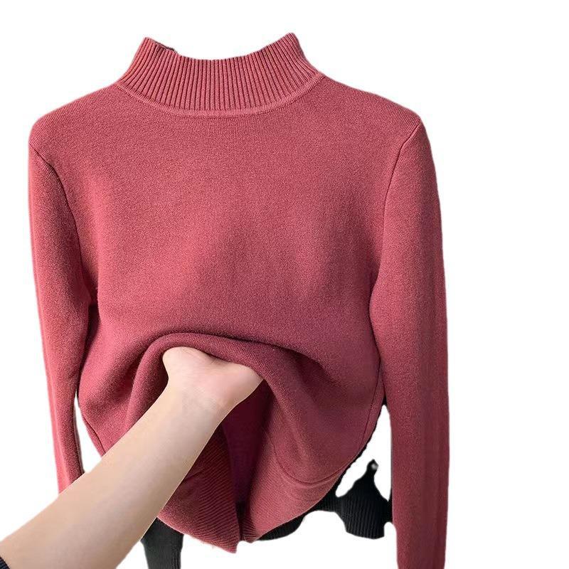 Dámský pulovr s polovičním rolákem z imitace norkového rouna pro podzim a zimu