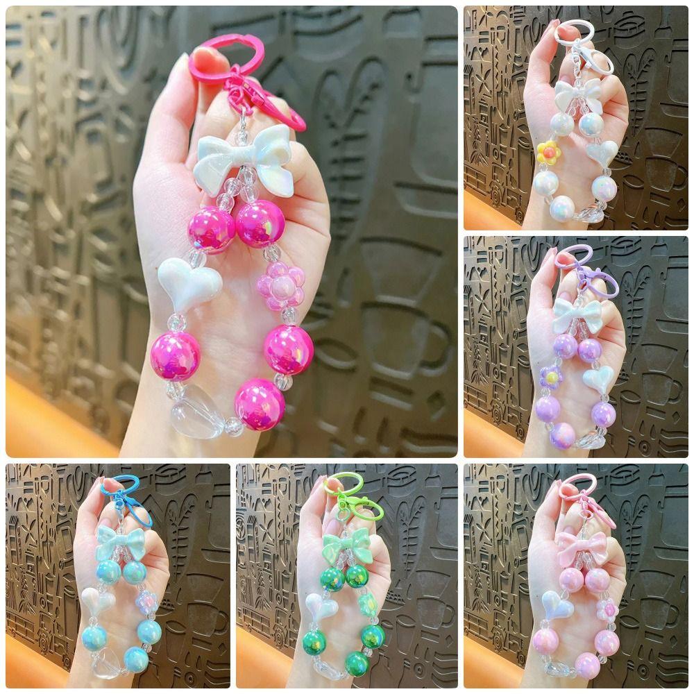 1Pcs Keychain Wristband Bag Pendant Bow Lucky Phone Lanyard Mobile Phone Chain  for Women/Lady/Girl
