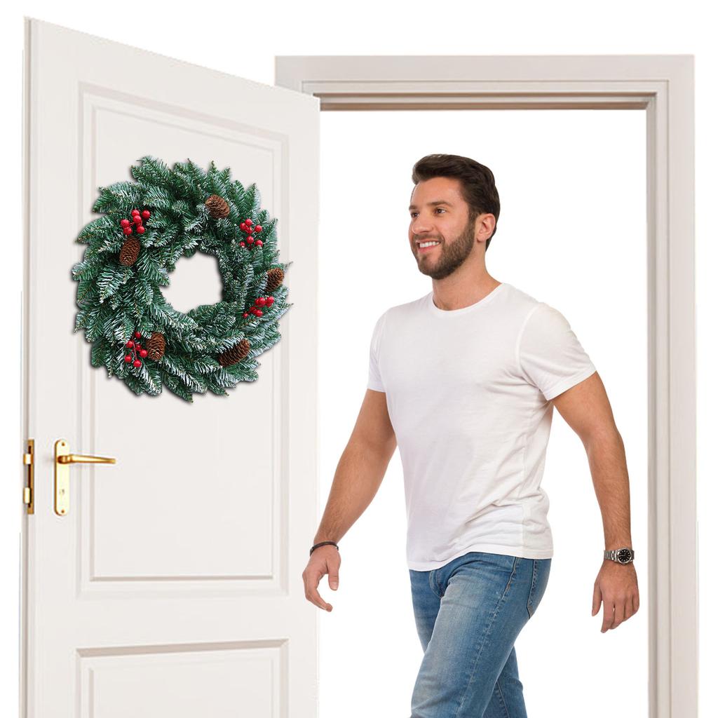 Christmas Pine Cone Wreath Hanging Ornament Fake Flower Garland for Wedding Arch Party Wall Garden Ceremony