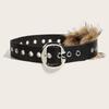 Metal Buckle Punk Style Belt Wide Y2K Waistband Vintage Leather Fur Belt  Spicy Girl