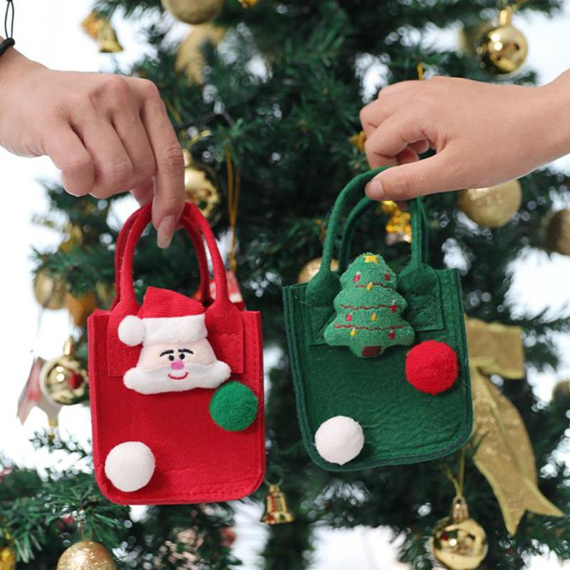 Filz Wiederverwendbare Handtasche Weihnachtsfeier Geschenktasche Apfel Süßigkeit Keks Tragetasche Weihnachtspaket Dekoration Geschenktasche Für Kinderparty