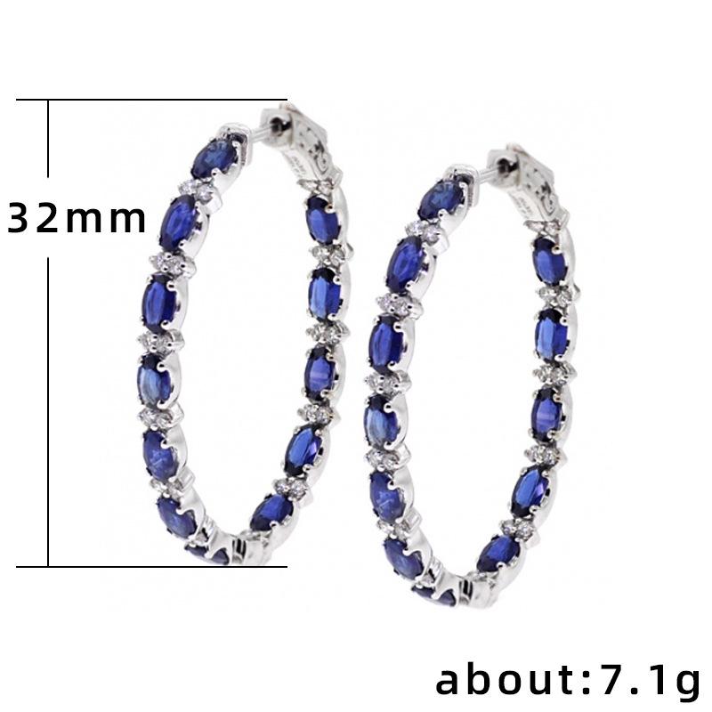 Cao Shi European & American Fashion Zircon Copper Hoop Earrings for Women