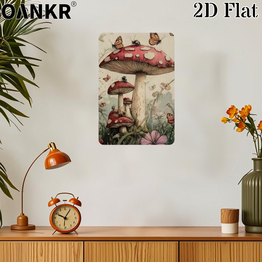 Vintage Garden Art Poster Metal Tin Sign Ideal Gift X Inch Mushroom Flowers Gift Metal Signs for Backyard Home Wall Decor