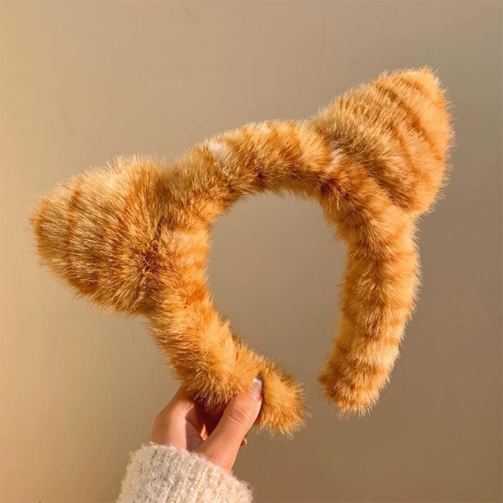 Plush Washing Headband Tiger Pattern Hairpin Fashion Cat Ear Headband