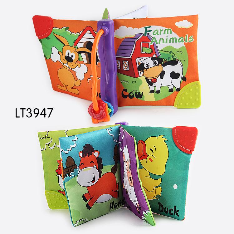 Baby Cloth Book Toy with Crinkle Paper & BB Device for Early Learning: Animal Cognition