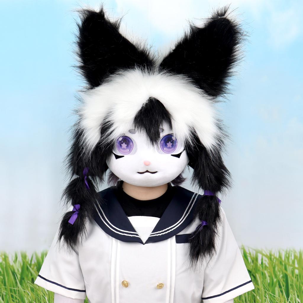 Kig rabbit fursuit single head hood Furui control cute rabbit ears Lolita cos wearable