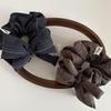 Korean Retro Plaid Bow Large Scrunchie: Elegant High-End Hair Accessory