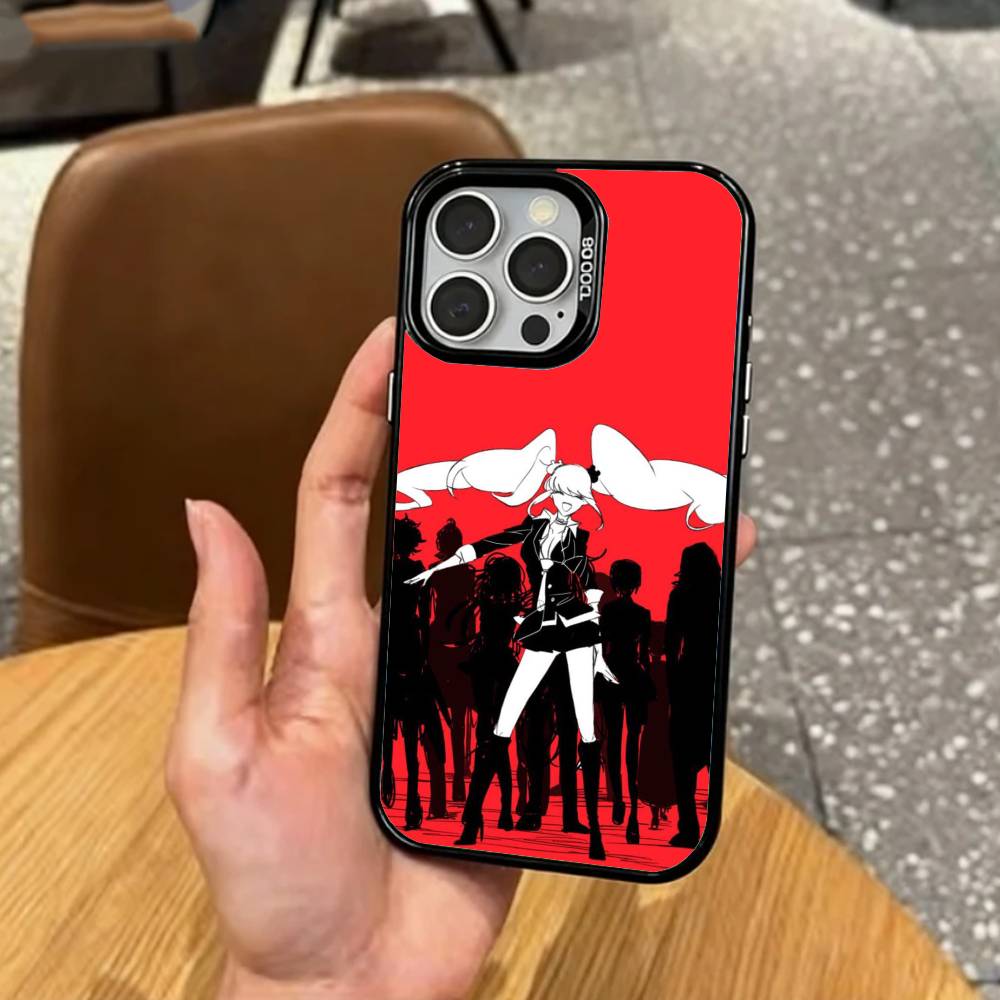 J-Junko E-Enoshima Anime   Phone Case For iPhone17,16,15,14,13,12,11 Plus,Pro Max Colored Silver Plated Inside Cover