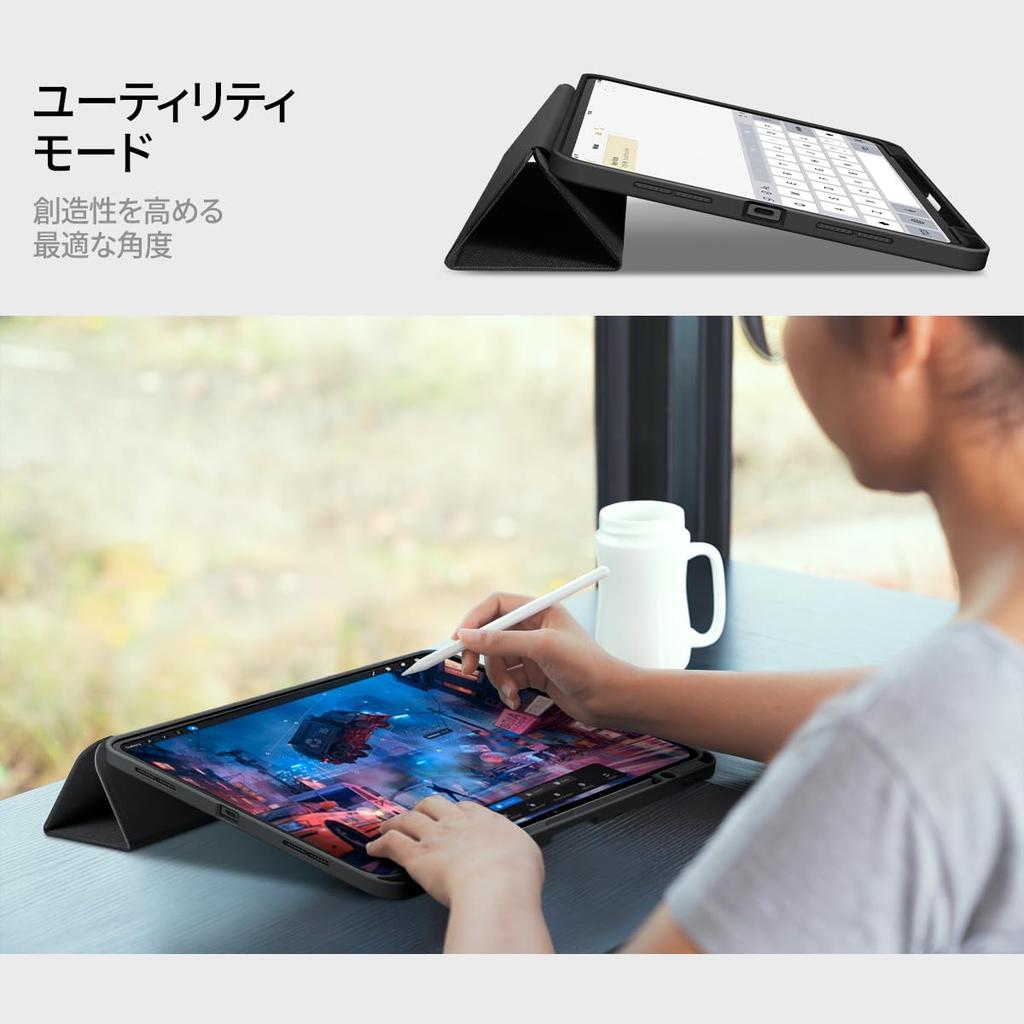 Spigen iPad Pro 13-inch (2024) Case with Stand, Shockproof, Scratch-Resistant Fabric Cover, Auto Sleep/Wake, Urban Fit, ACS07010 (Black)