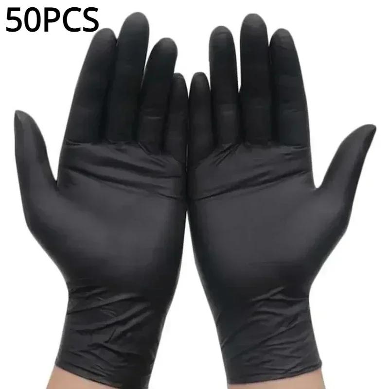 Black Nitrile Gloves Disposable Non-Sterile Textured Industrial Work Gloves for Auto Mechanic Beauty Salon Household Cleaning