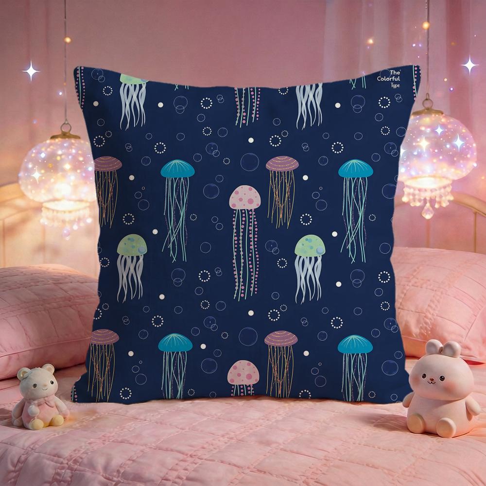 Dreamy Jellyfish Glow Cushion Cover Premium Comfort Reversible Pillow Cove Two in One Design for Any Room  Car Interior