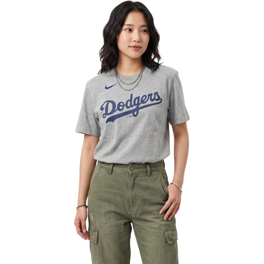 Nike X MLB T Shirts Unisex Los Angeles Dodgers Gray Crew Neck Thin Other N199-06G-LD-M3X