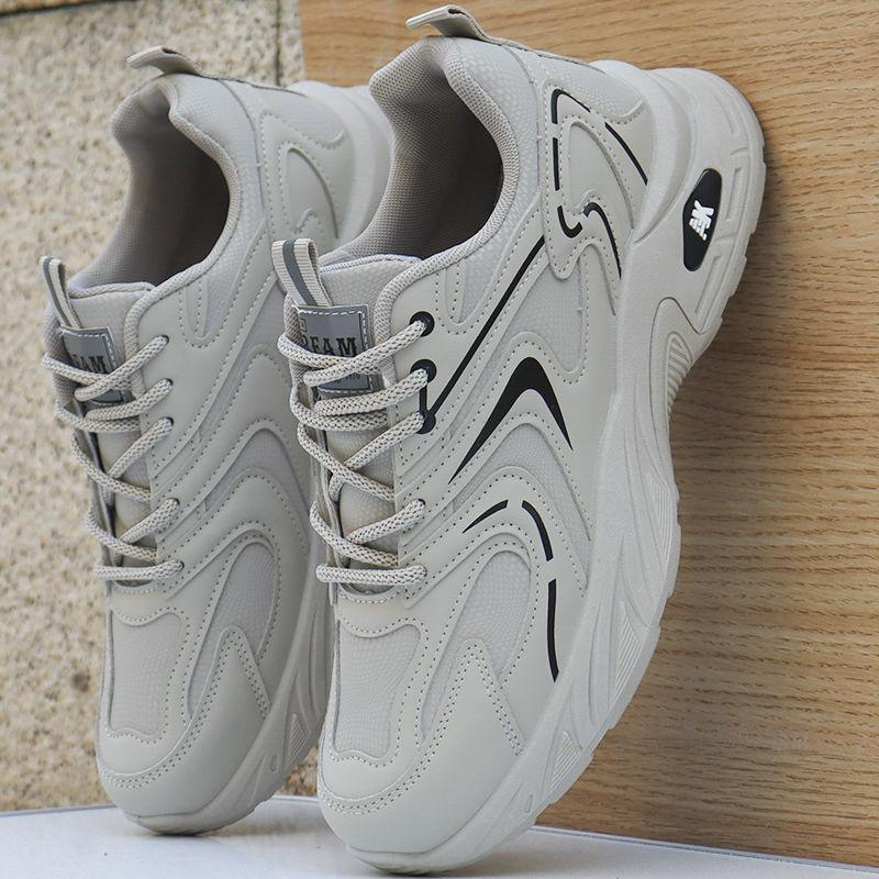 

Men s shoes leather waterproof and light travel shoes dad shoes autumn new thick-soled non-slip running sports and leisure shoes 38