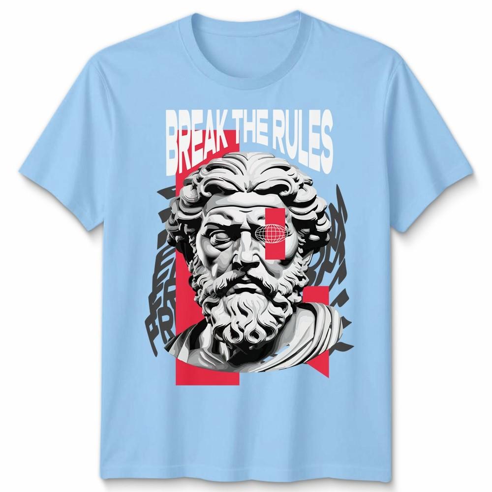 Unisex Break The Rules Rebel Statue Graphic Tshirt Attitude Apparel S