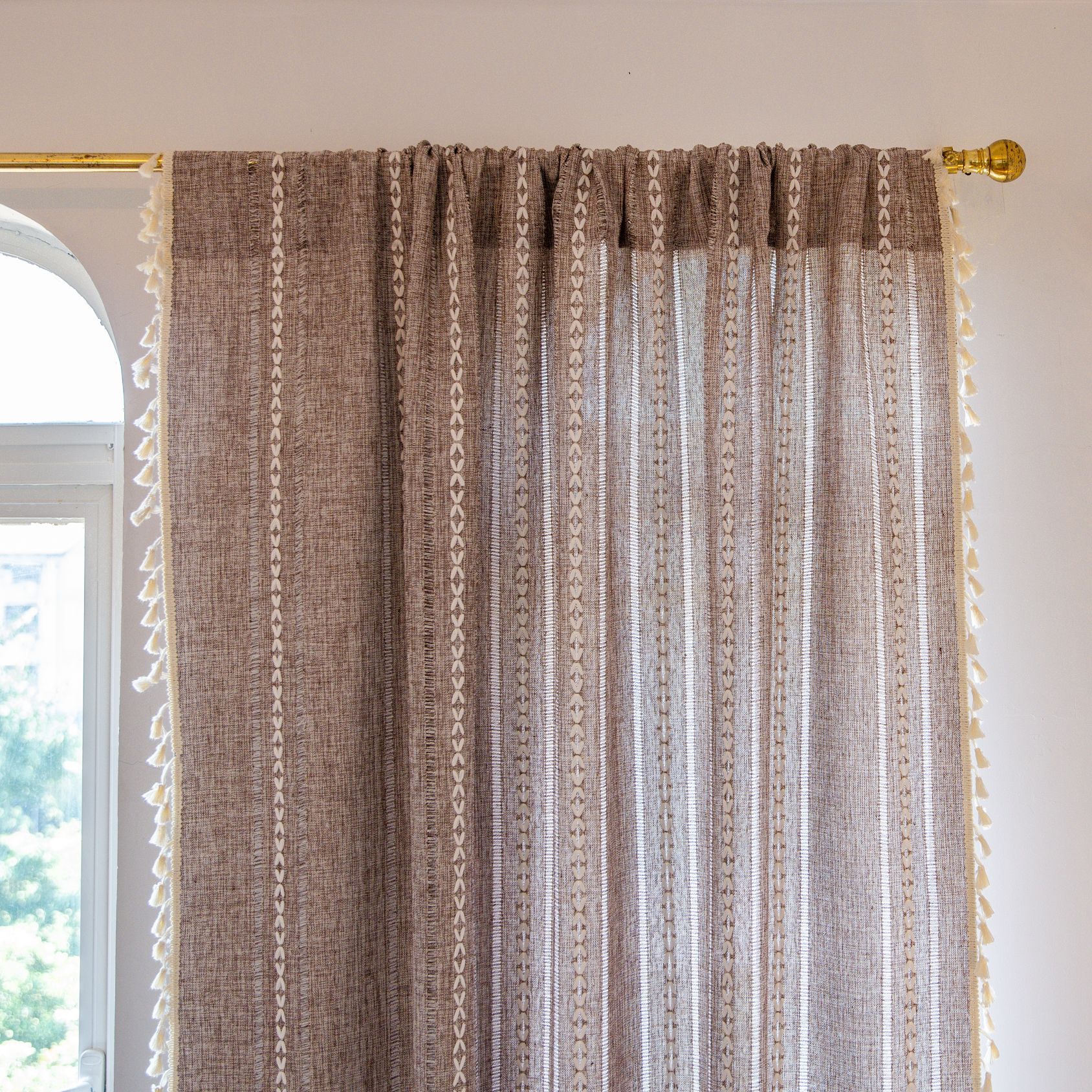 

Hot-Selling Milk White Hollow Embroidery Translucent Kitchen Sound Insulation Living Room Floating Curtain Finished Product Height 90cm * Width 60cm