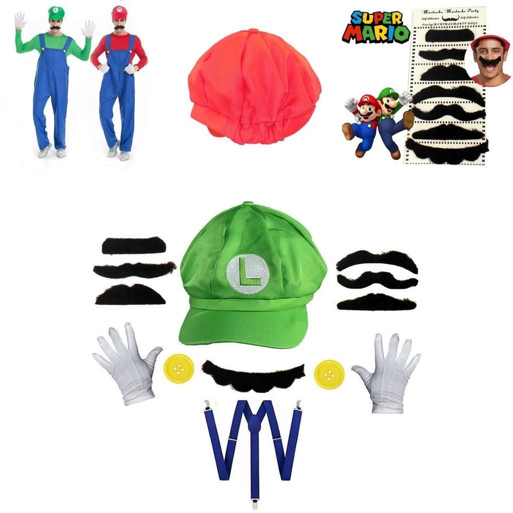 Sombrero de Sol Octogonal Oficial de Personaje Mario para Adulto, Gorra de Béisbol y Set de Accesorios