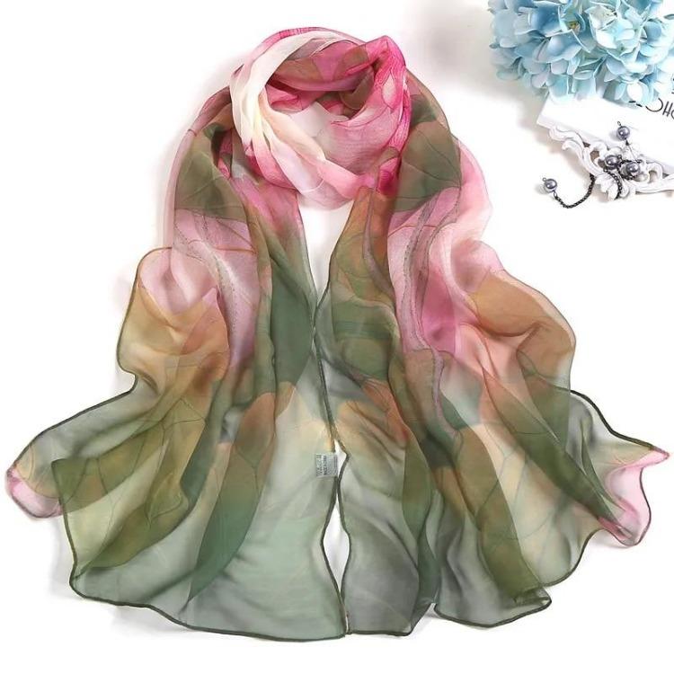 Women Silk Floral Scarf Shawl Beach Summer Spring Long Wraps Hijab Sunscreen Printing Fashion Female