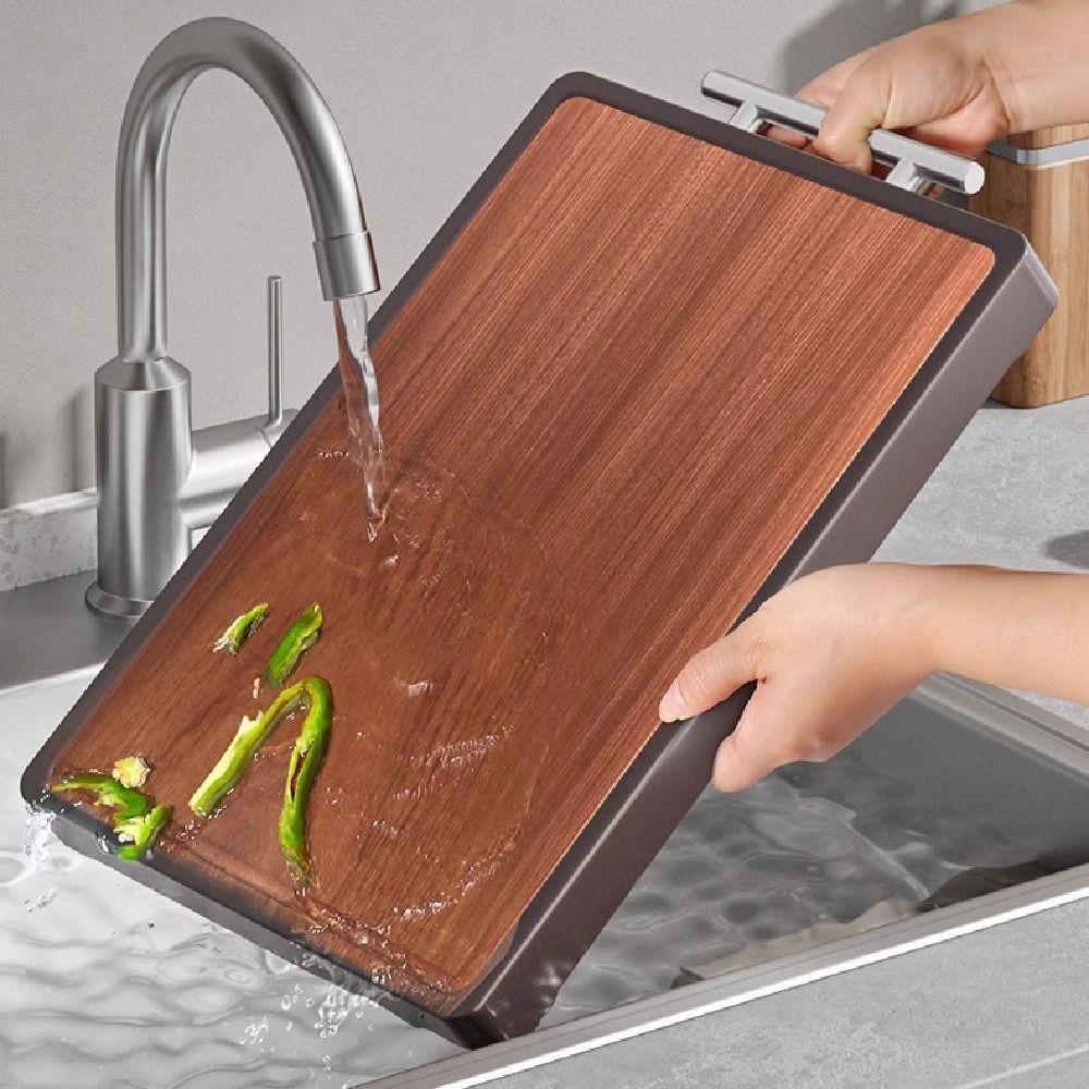 Anti-Bacterial Wood Chopping Board Anti-Slip Stainless Steel Cutting Board  Home