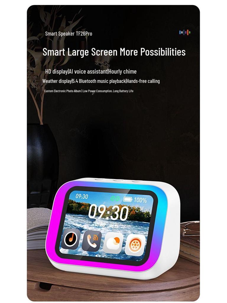Smart Clock Bluetooth Speaker TF26PRO: Portable with Display and High-Quality Sound