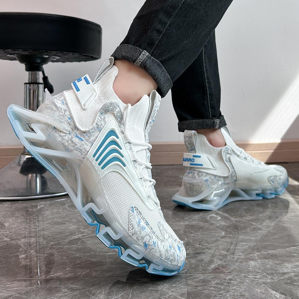 Large size shoes knife peak shoes men's four-season shoes shock-absorbing sports shoes casual running shoes flying woven shoes men