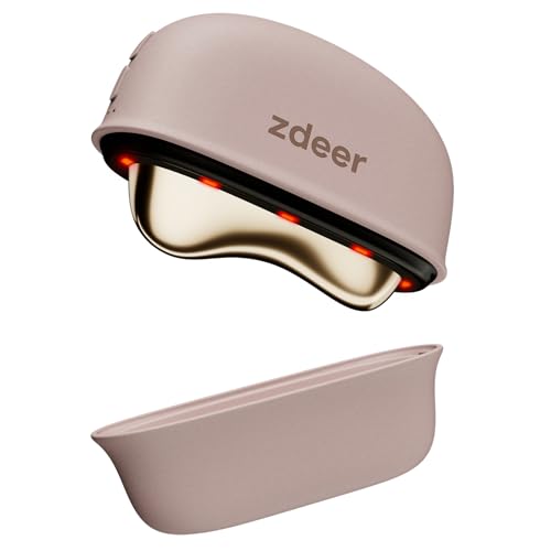 zdeer Gua Sha Facial Beauty Device, Lift-Up, Electric Gua Sha Plate, Brass, Red Light, Near-Infrared Light, Warming, Vibration, 3 Levels, Type-C Charg