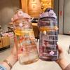 Large - Capacity Straw Water Bottle, 2000ml Marked Handle Cup, Dual - Drink Pop - Up Lid Portable Sports Bottle Adult Universal