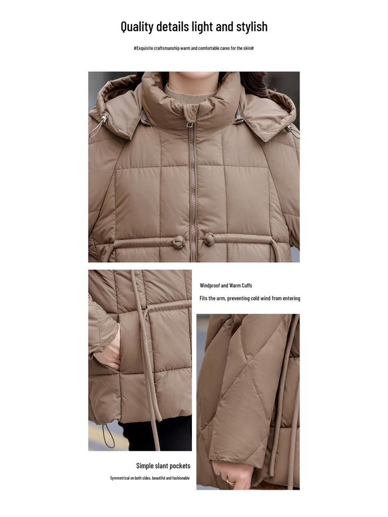 2024 Winter Women's Chinese Style Hooded Coat - Tassel, Fashionable, Loose-Fit, Slimming Down Cotton Outerwear
