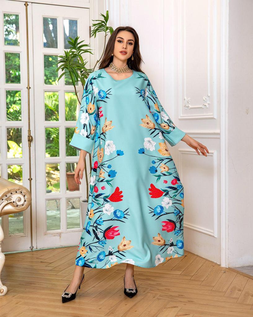 AB346 Arabic Dubai Fashion Rhinestone Jalabiya