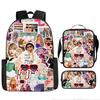 Large Capacity Schoolbag with Shoulder Strap; Student Three-piece Pencil Case Set